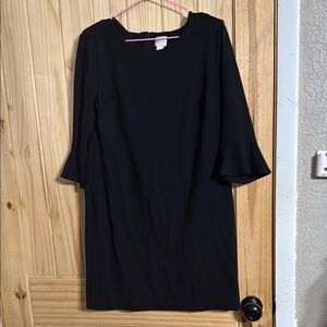 Chico's Black Midi Sheath Dress with Bell Sleeves